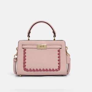 Coach Mini Lane Top Handle Bag with Whipstitch Leather Satchel Pink